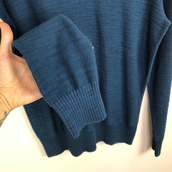 John Varvatos Teal V-Neck Sweater Elbow Patches WORN ON CW'S LEGACIES - Picture 3 of 11